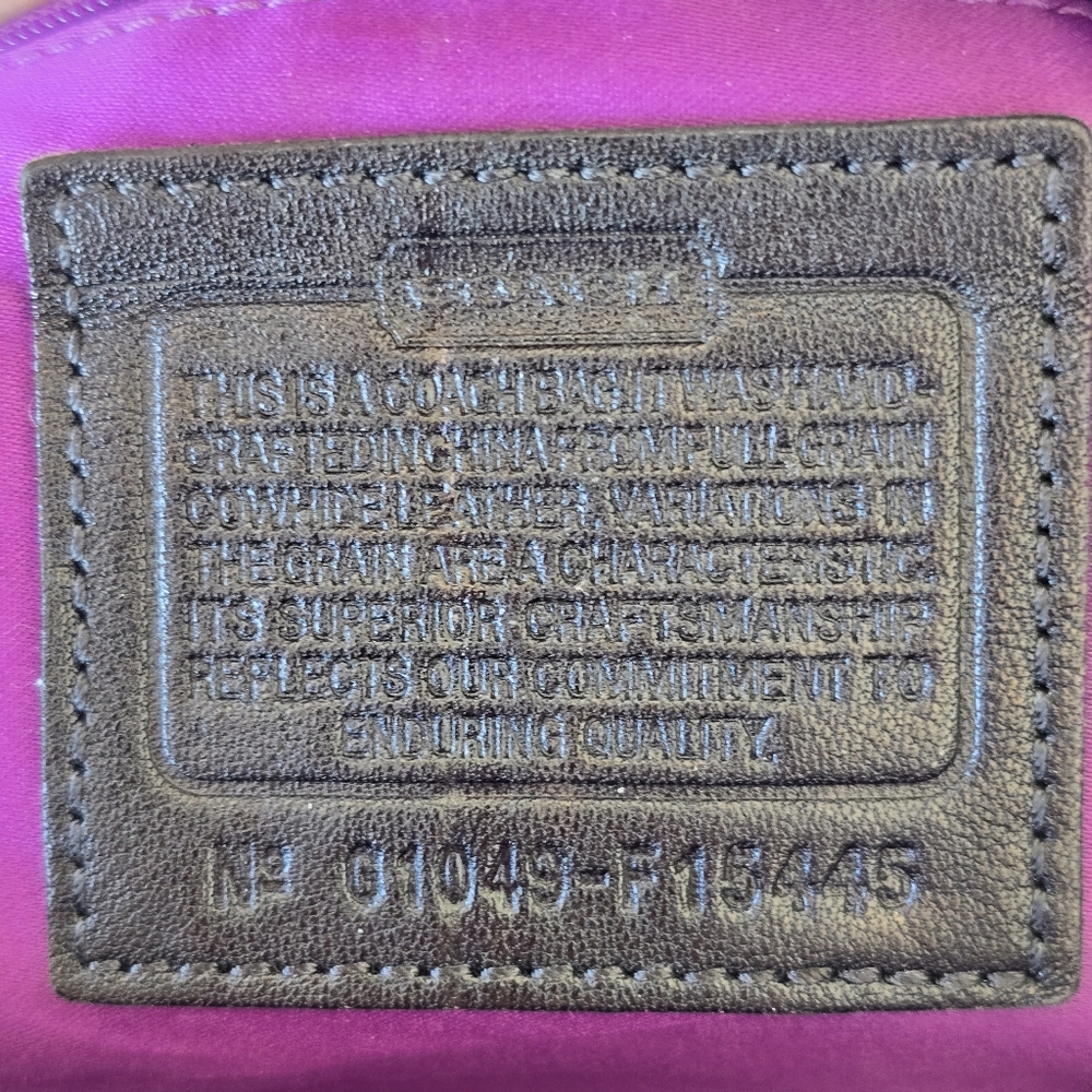 Coach Y2K June 1998 Great Condition Black Leather Tote Bag Purple Silk Inerior - Picture 12 of 17